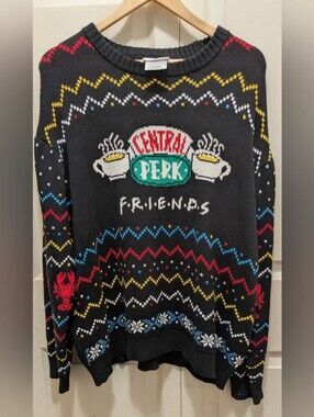 Friends Central Perk Black Graphic Holiday Sweater
